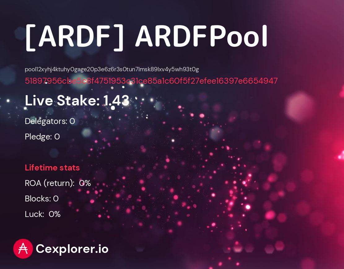 cardano pool pool12xyhj4ktuhy0gage20p3e6z6r3s0tun7lmsk89lxv4y5wh93t0g