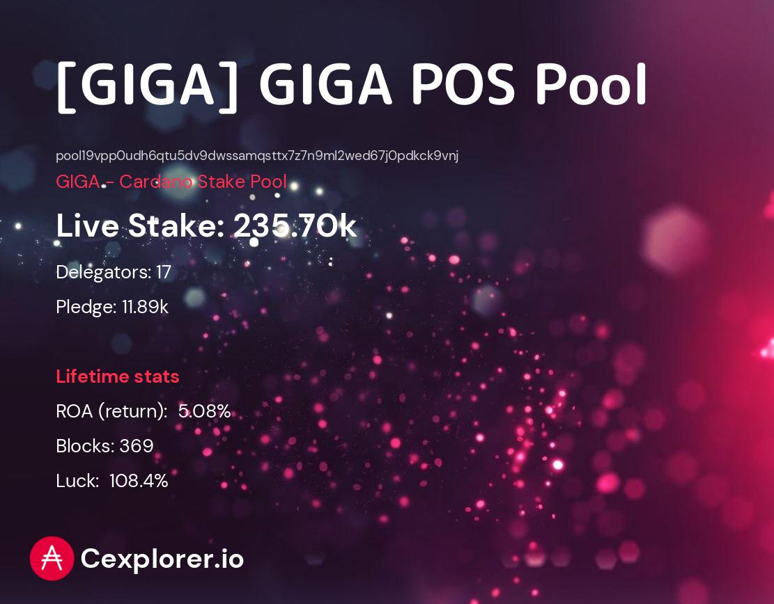 cardano pool pool19vpp0udh6qtu5dv9dwssamqsttx7z7n9ml2wed67j0pdkck9vnj