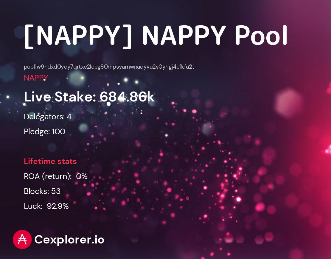 cardano pool pool1w9hdxd0ydy7qrtxe2lceg80mpsyamwnaqyvu2v0yngj4cfkfu2t